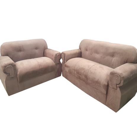 Conjunto de Sofá 2 e 3 lugares estilo capitone - Tecido Suede Bege - Veneza Estofados Menor preço em Conjunto de Sofá 2 e 3 lugares estilo capitone - Tecido Suede Bege - Veneza Estofados