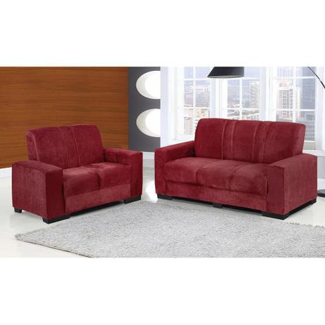 Conjunto de Sofá Colômbia 3 e 2 Lugares Tecido Suede Amassado Vermelho - Moveis Marfim - Moveis marfim r.e é boa?