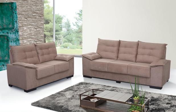 Menor preço em Conjunto de Sofá Grécia 3 e 2 Lugares Tecido Suede Amassado Castor - Moveis Marfim - Moveis marfim r.e