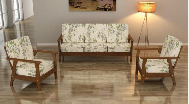Conjunto de sofa madeira macica 3+1+1 - Scholl Menor preço em Conjunto de sofa madeira macica 3+1+1 - Scholl