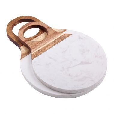 Conjunto de tabuas de marmore branco com madeira 2pcs g32,2cm x 2 - Btc decor Menor preço em Conjunto de tabuas de marmore branco com madeira 2pcs g32,2cm x 2 - Btc decor