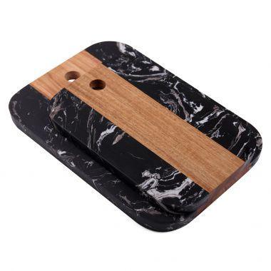 Conjunto de tabuas de marmore preto com madeira 2pcs g28cm x 19cm - Btc decor Menor preço em Conjunto de tabuas de marmore preto com madeira 2pcs g28cm x 19cm - Btc decor