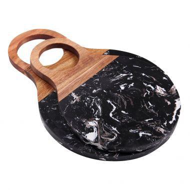 Conjunto de tabuas de marmore preto com madeira 2pcs g32,2cm x 22 - Btc decor Menor preço em Conjunto de tabuas de marmore preto com madeira 2pcs g32,2cm x 22 - Btc decor