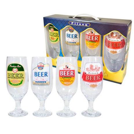 Conjunto de taça para cerveja rótulos Cervejeiro 04 peças - Goldenhome Menor preço em Conjunto de taça para cerveja rótulos Cervejeiro 04 peças - Goldenhome