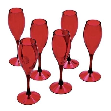 Conjunto de taças champagne acrilico vermelha 6 pcs - Btc decor Menor preço em Conjunto de taças champagne acrilico vermelha 6 pcs - Btc decor
