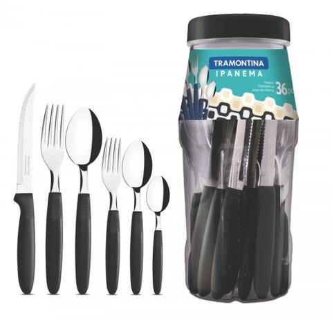 Conjunto de Talheres 36 Peças Ipanema Preto Tramontina 23399056 Menor preço em Conjunto de Talheres 36 Peças Ipanema Preto Tramontina 23399056