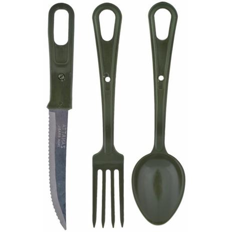Conjunto de Talheres com Lâmina em Metal Verde - Atacado Militar é boa?