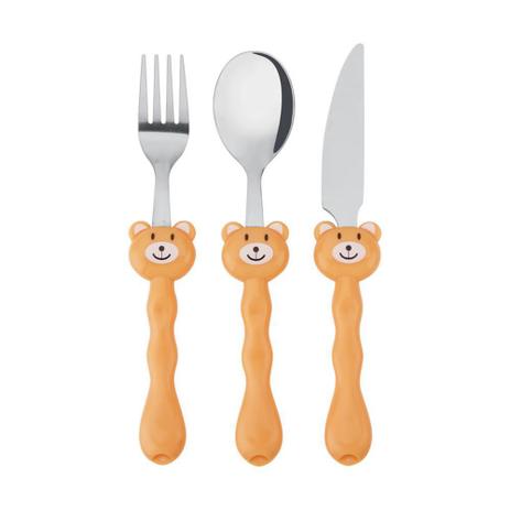 Conjunto de Talheres Infantil Urso - 3 Peças - Mek - Jolitex Menor preço em Conjunto de Talheres Infantil Urso - 3 Peças - Mek - Jolitex