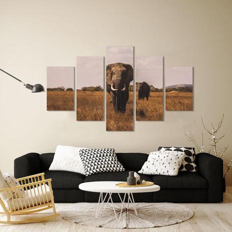 Conjunto de Telas Decor Mosaico Elefantes Kit com 5 Telas 160x100cm - Decore pronto Menor preço em Conjunto de Telas Decor Mosaico Elefantes Kit com 5 Telas 160x100cm - Decore pronto