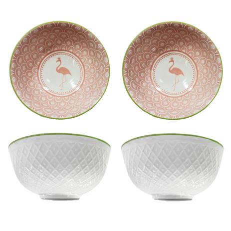 Conjunto de Tigelas Bowls Cumbucas Estampadas 300 ml Flamingos Rosas - 4 unidades 16D029A-3/K - Santa cecilia Menor preço em Conjunto de Tigelas Bowls Cumbucas Estampadas 300 ml Flamingos Rosas - 4 unidades 16D029A-3/K - Santa cecilia