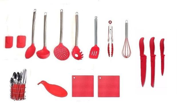 Conjunto De Utensílios De Cozinha Silicone 13 Pç + 3 Facas - Clink Menor preço em Conjunto De Utensílios De Cozinha Silicone 13 Pç + 3 Facas - Clink