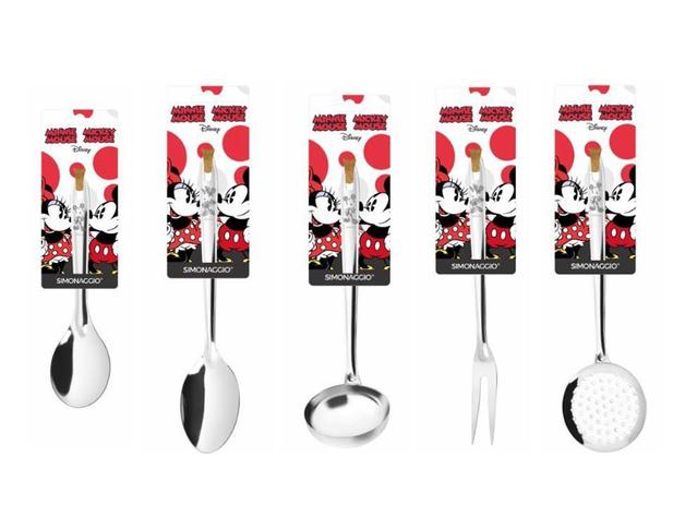 Conjunto de Utensílios em Inox Disney Minnie e Mickey - 5 Pçs - Simonaggio Menor preço em Conjunto de Utensílios em Inox Disney Minnie e Mickey - 5 Pçs - Simonaggio