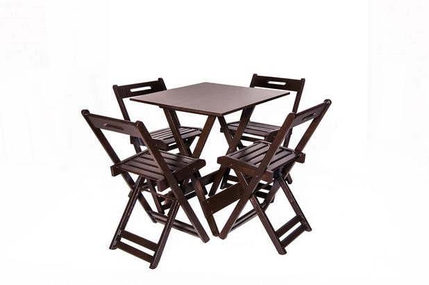 Conjunto Dobrável 70x70 Com 4 Cadeiras - Imbuia - BTB Móveis é boa?