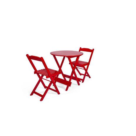 Conjunto Dobrável 70x70 Redondo Com 2 Cadeiras - Vermelho - BTB Móveis Menor preço em Conjunto Dobrável 70x70 Redondo Com 2 Cadeiras - Vermelho - BTB Móveis