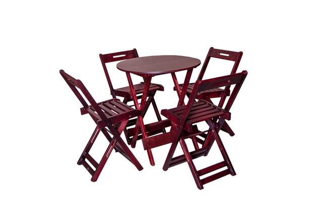 Conjunto Dobrável 70x70 Redondo Com 4 Cadeiras - Mogno - BTB Móveis Menor preço em Conjunto Dobrável 70x70 Redondo Com 4 Cadeiras - Mogno - BTB Móveis