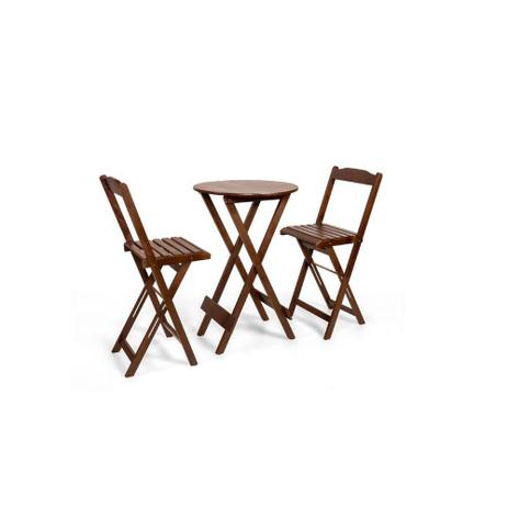 Conjunto Dobrável Bistrô Com 2 Bancos - Imbuia - BTB Móveis Menor preço em Conjunto Dobrável Bistrô Com 2 Bancos - Imbuia - BTB Móveis