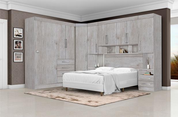 Conjunto Dormitorio Georgia Casal Modulado 6 Peças Cor Avela - Ja moveis Menor preço em Conjunto Dormitorio Georgia Casal Modulado 6 Peças Cor Avela - Ja moveis