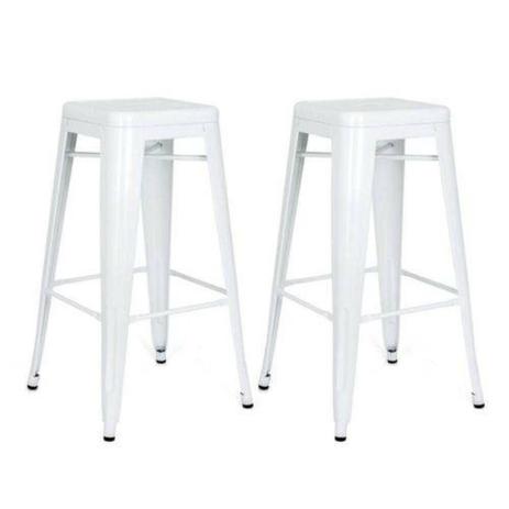 Conjunto Duas Banquetas Tolix Alta Branca - Or design Menor preço em Conjunto Duas Banquetas Tolix Alta Branca - Or design