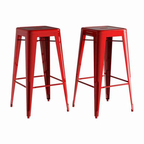 Conjunto Duas Banquetas Tolix Alta Vermelha - Or design Menor preço em Conjunto Duas Banquetas Tolix Alta Vermelha - Or design