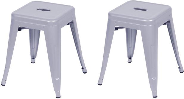 Conjunto Duas Banquetas Tolix Baixa Cinza - Or design Menor preço em Conjunto Duas Banquetas Tolix Baixa Cinza - Or design