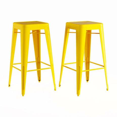 Conjunto Duas Banquetas Tolix Média Amarela - Or design Menor preço em Conjunto Duas Banquetas Tolix Média Amarela - Or design