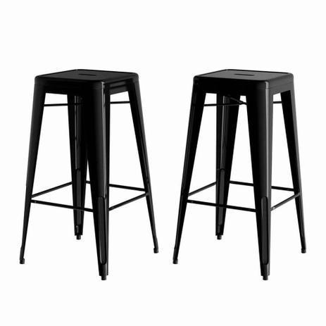 Conjunto Duas Banquetas Tolix Média Preta - Or design Menor preço em Conjunto Duas Banquetas Tolix Média Preta - Or design