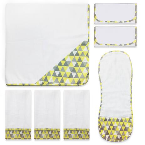 Conjunto enxoval para bebê  de estampa geometrica amarelo 7 peças - Mamute bebê é boa?