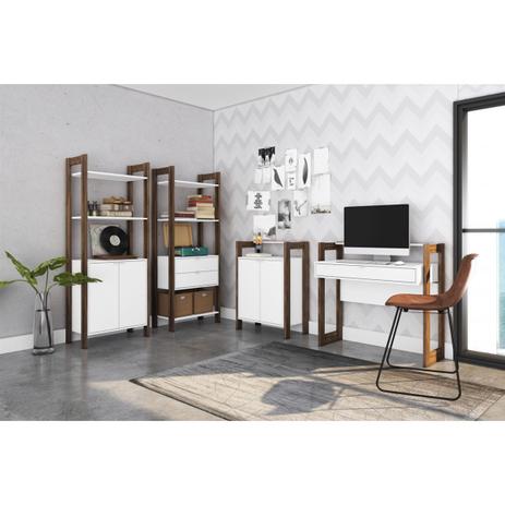 Conjunto Escritório AZ 4 peças AZ1010-AZ1009-AZ1008-AZ1007- BRANCO\NOGAL - Tecno mobili Menor preço em Conjunto Escritório AZ 4 peças AZ1010-AZ1009-AZ1008-AZ1007- BRANCO\NOGAL - Tecno mobili