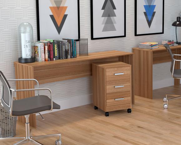 Conjunto Escritório Office Plus Appunto 2 Peças: Mesa E Gaveteiro Com 3 Gavetas - Castanho Menor preço em Conjunto Escritório Office Plus Appunto 2 Peças: Mesa E Gaveteiro Com 3 Gavetas - Castanho