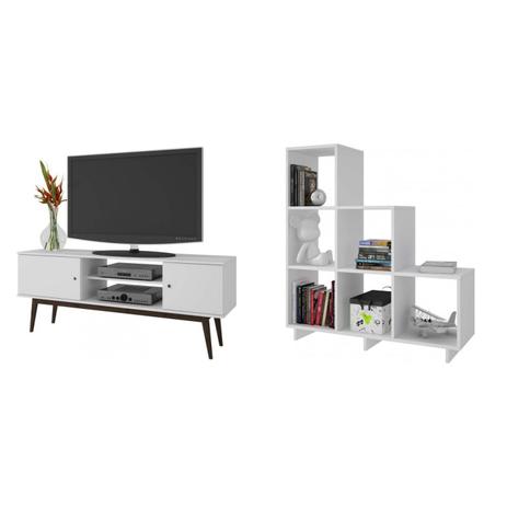 Conjunto Estante 6 Nichos e Rack para TV 50 Polegadas MadeiraMadeira 428774 Branco - Brv móveis é boa?