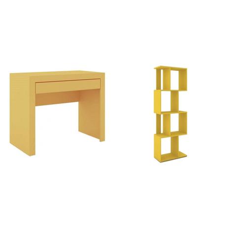 Conjunto Estante com Nicho e Escrivaninha 1 Gaveta MadeiraMadeira 405010 Movelbento Amarelo Menor preço em Conjunto Estante com Nicho e Escrivaninha 1 Gaveta MadeiraMadeira 405010 Movelbento Amarelo
