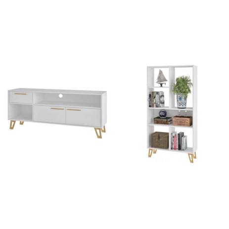 Conjunto Estante para Livros e Rack para TV 50 Polegadas MadeiraMadeira 428810 Branco - Brv móveis é boa?
