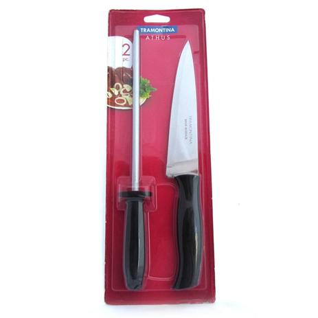 Conjunto Faca e Chaira Inox 2pçs Preto Athus 23099/087 Tramontina Menor preço em Conjunto Faca e Chaira Inox 2pçs Preto Athus 23099/087 Tramontina