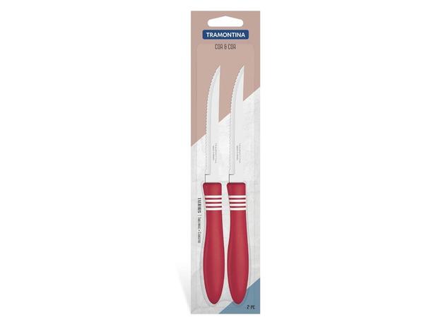 Conjunto facas chur fruta 2 pcs cor e cor vermelho laminas aco inox e cabos polipropileno tramontina Menor preço em Conjunto facas chur fruta 2 pcs cor e cor vermelho laminas aco inox e cabos polipropileno tramontina