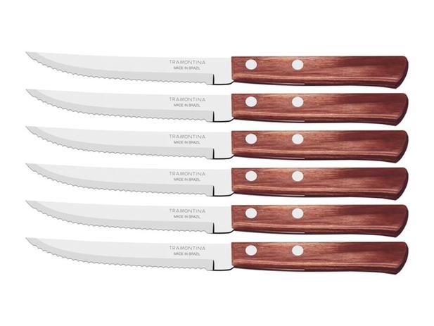 Conjunto facas churrasco 6 peças polywood vermelho laminas de aco inox e cabos de madeira tramontina Menor preço em Conjunto facas churrasco 6 peças polywood vermelho laminas de aco inox e cabos de madeira tramontina