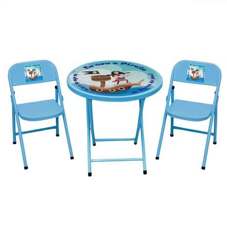 Conjunto Fantasia Mesa Redonda C/2 Cadeiras Azul/Pirata AçoMix - Aço mix é boa?