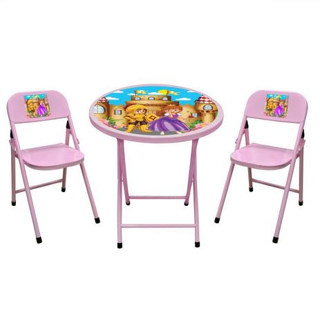 Conjunto Fantasia Mesa Redonda C/2 Cadeiras Rosa/Prin AçoMix - Aço mix é boa?