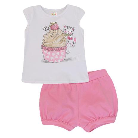 Conjunto Feminino Bebê Blusa e Short Cupcake - Pulla bulla Menor preço em Conjunto Feminino Bebê Blusa e Short Cupcake - Pulla bulla