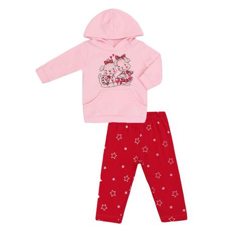 Conjunto Feminino Bebê Moletom com Capuz - Pulla bulla Menor preço em Conjunto Feminino Bebê Moletom com Capuz - Pulla bulla