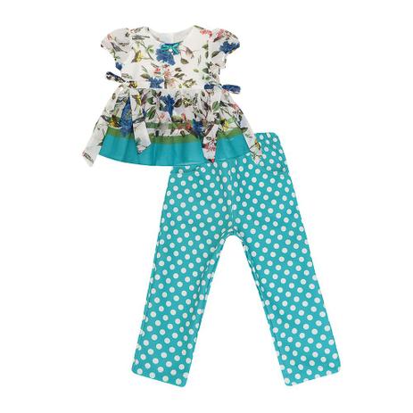 Conjunto Feminino Infantil Bata e Calça Fuseau Poá - 1+1 Menor preço em Conjunto Feminino Infantil Bata e Calça Fuseau Poá - 1+1