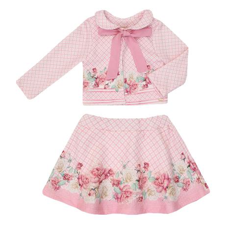 Conjunto Feminino Infantil Petit Cherie Casaqueto e Saia-Short Floral Menor preço em Conjunto Feminino Infantil Petit Cherie Casaqueto e Saia-Short Floral