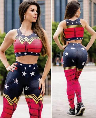Conjunto feminino legging e top mulher maravilha vermelho tamanho ( m) -  MISS FITNESS - Conjunto de Roupa Fitness - Magazine Luiza