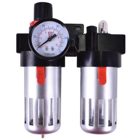 Conjunto filtro regulador e lubrificador 1/2" - FA06 - V8 Brasil Menor preço em Conjunto filtro regulador e lubrificador 1/2" - FA06 - V8 Brasil