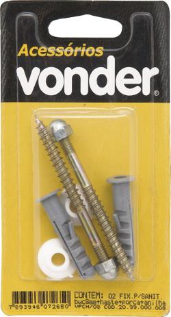 Conjunto fixação para sanitário parafuso aço latonado bucha 8mm com 2 peças - Vonder Menor preço em Conjunto fixação para sanitário parafuso aço latonado bucha 8mm com 2 peças - Vonder