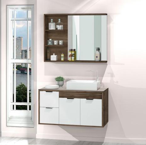 Conjunto Gabinete + Armário Para Banheiro Veneto 80 Cm C/ Tampo de Vidro - MM Gabinetes é boa?