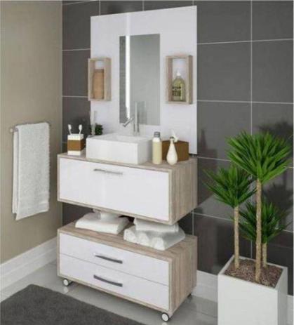 Conjunto Gabinete Banheiro Completo Cuba Painel Balcão + Garantia - Dompel Menor preço em Conjunto Gabinete Banheiro Completo Cuba Painel Balcão + Garantia - Dompel