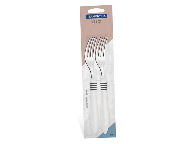 Conjunto garfos mesa 2 pc cor e cor off white laminas de aco inox e cabos de polipro tramontina Menor preço em Conjunto garfos mesa 2 pc cor e cor off white laminas de aco inox e cabos de polipro tramontina