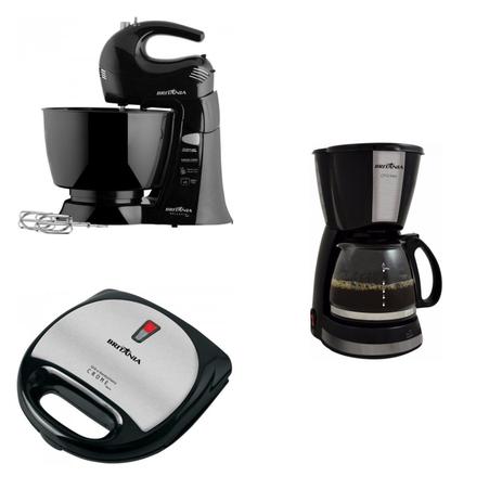 Conjunto Grill Sanduicheira, Cafeteira e Batedeira 220V Britânia Preto Menor preço em Conjunto Grill Sanduicheira, Cafeteira e Batedeira 220V Britânia Preto