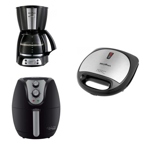 Conjunto Grill Sanduicheira, Cafeteira e Fritadeira 220V Britânia Preto Menor preço em Conjunto Grill Sanduicheira, Cafeteira e Fritadeira 220V Britânia Preto