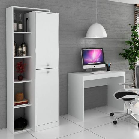 Conjunto Home Office com Escrivaninha e Armário 2 Portas Móveis Branco TX/Branco TX - Hecol Móveis é boa?